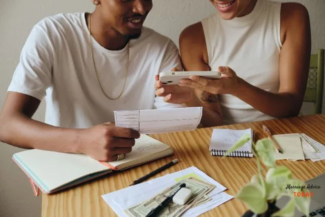 couple reviewing joint financial responsibilities